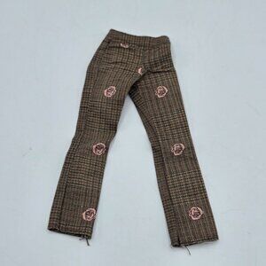 Barbie Fashion Avenue Brown Plaid With Pink Roses Dress Pants